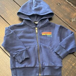 Hundred Pieces Navy Zip Hoodie with Multicolor 'Western Feeling' Logo